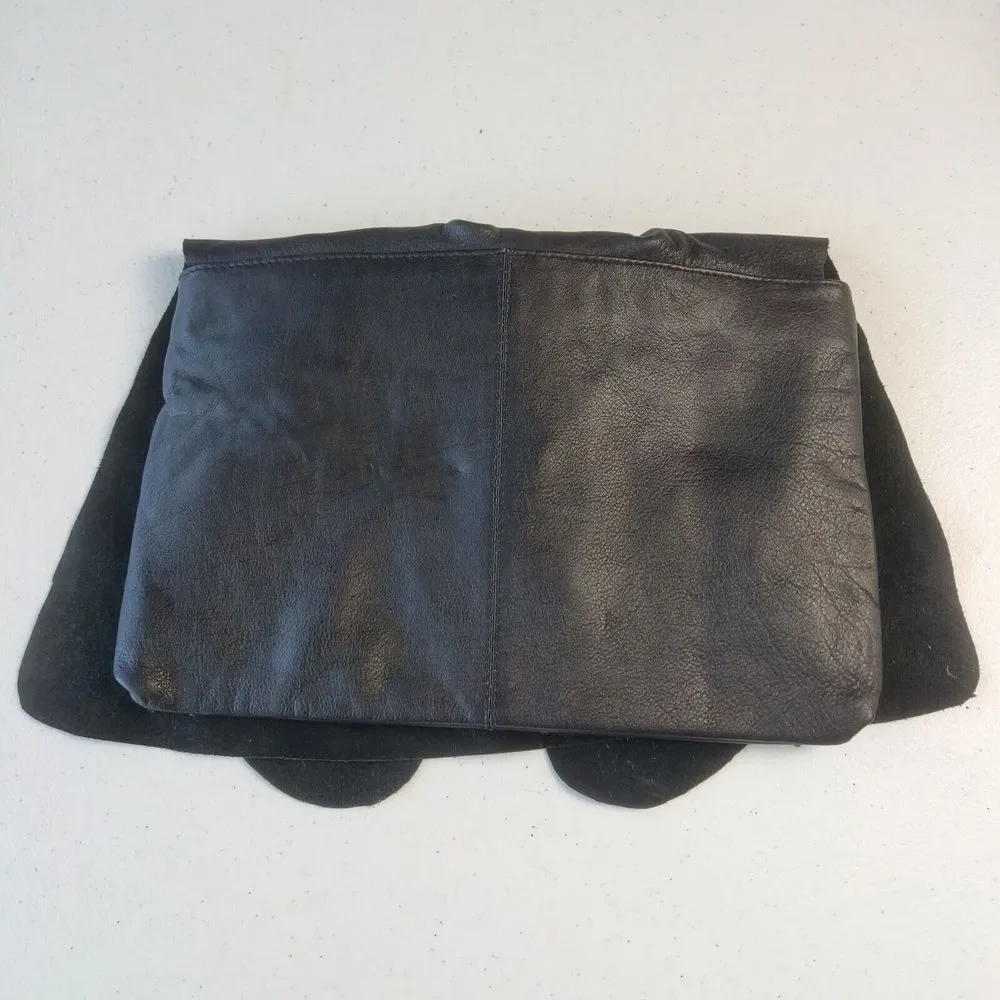 bebe Women's Genuine‎ Leather Clutch Handbag, Square with Medium Front Tie